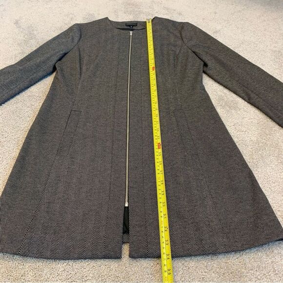 TOBIAS black herringbone long sleeve blazer coat zipper front Sz 10 NWOT - Picture 10 of 12
